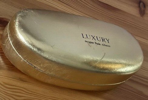 Brilkoker - goudkleurig - Luxury - Paolo Albasini-16x7.5x5cm, Ophalen of Verzenden, Zo goed als nieuw, Overige kleuren, Overige merken