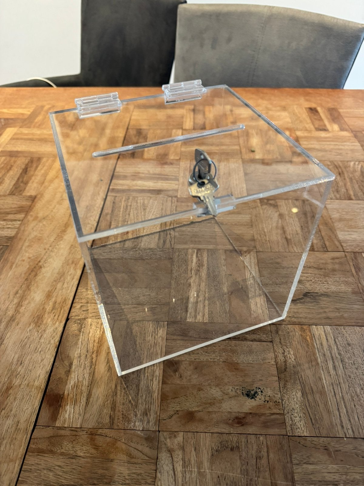 Plexiglas kubus brievenbus met slot 20x20x20cm, Tuin en Terras, Ophalen of Verzenden, Zo goed als nieuw