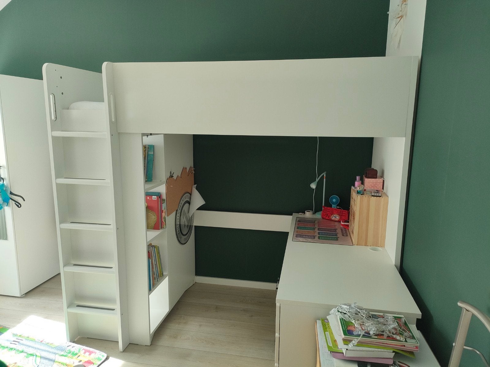 IKEA SMÅSTAD Hoogslaper met bureau en kast, Ophalen, Gebruikt, Eenpersoons, 200 cm