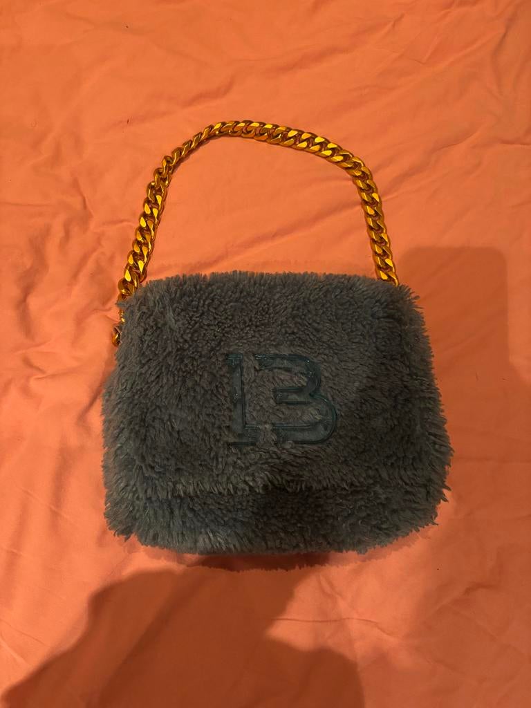 Bimba Y Lola turquoise/blauwe fluffy tas met gouden ketting, Ophalen of Verzenden, Gebruikt, Blauw, Overige merken