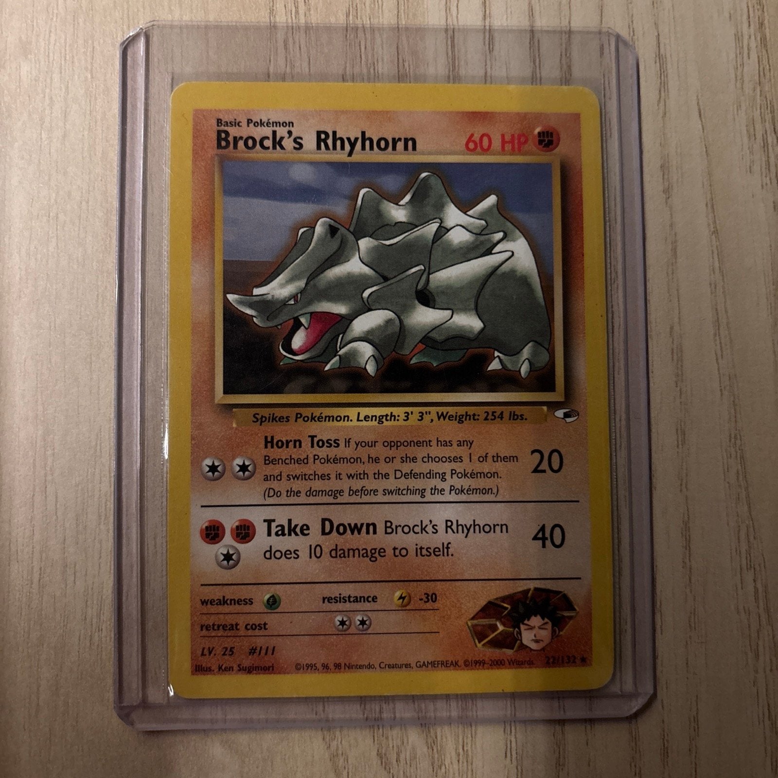 Pokemon Kaart - Brock's Rhyhorn (22) - Gym Heroes, Ophalen of Verzenden, Gebruikt, Losse kaart
