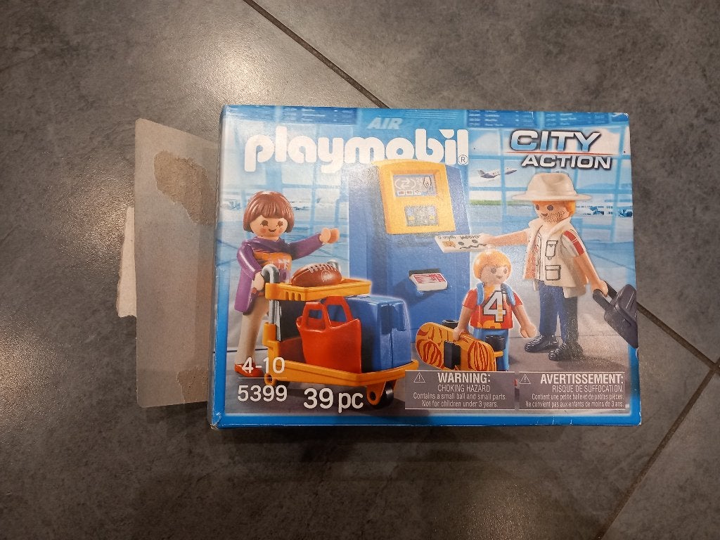 Playmobil 4761, 5399, 9366: vliegtuig, check-in, stewardess, Gebruikt, Complete set, Voertuig, Ophalen of Verzenden
