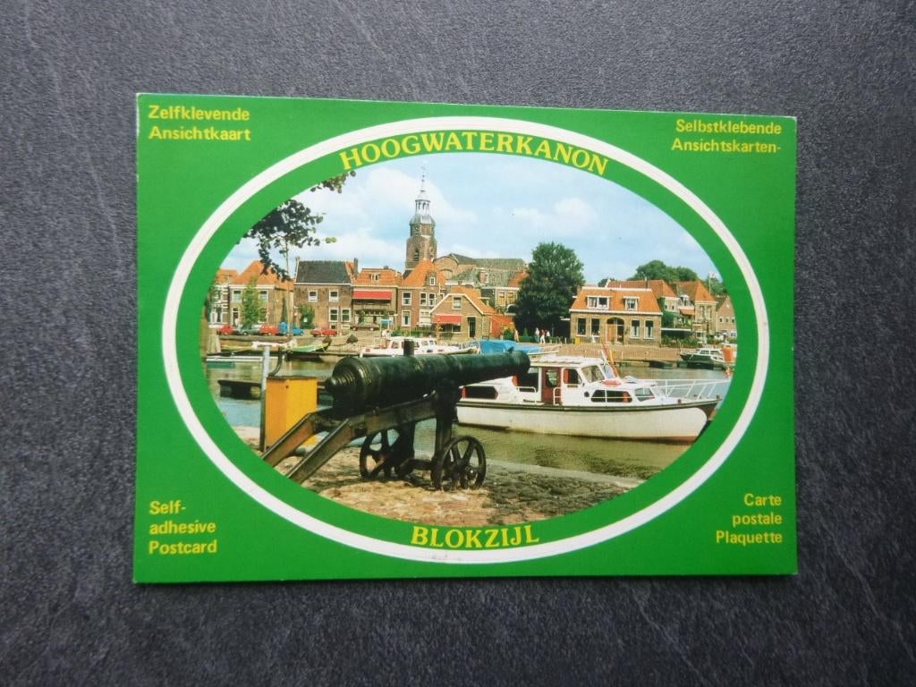 Blokzijl, hoogwater kanon/sticker kaart 1981, Verzenden, 1980 tot heden, Gelopen, Noord-Brabant