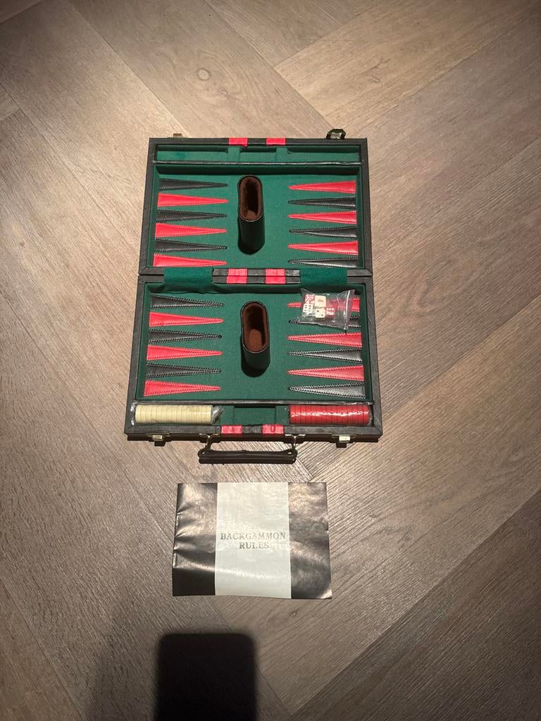 Backgammon spel in luxe koffer - Zo goed als nieuw, Een of twee spelers, Ophalen of Verzenden, Zo goed als nieuw