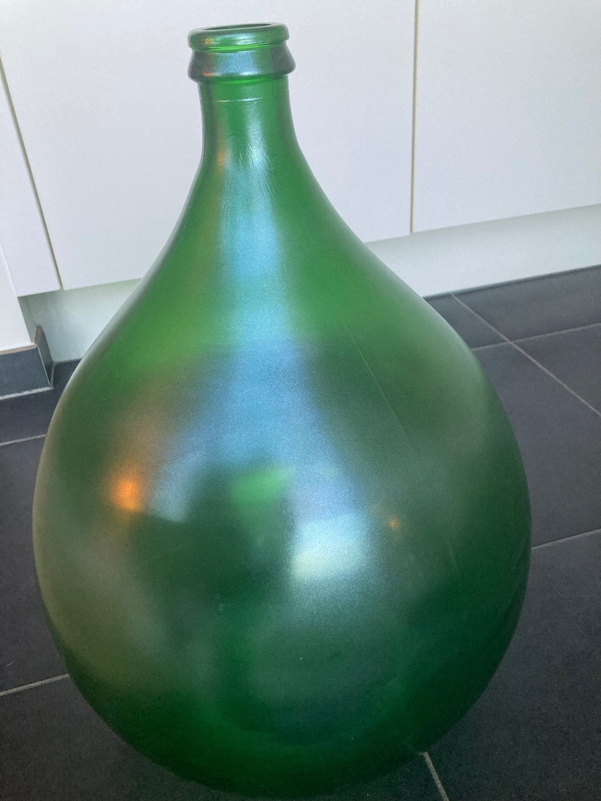 Groene fles-Dame Jeanne, Transparant, Ophalen of Verzenden, 55 cm, Glas