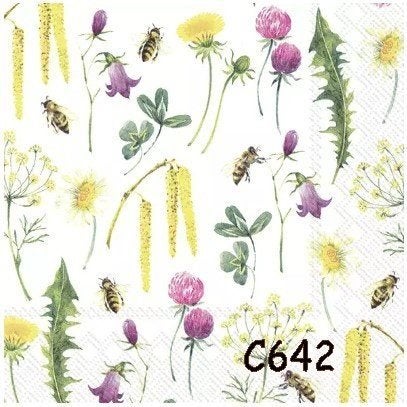 Servetten decoupage/bullet journal – bloemen C642, Verzenden, Nieuw