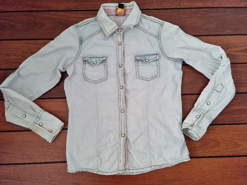COOLCAT DENIM blouse maat 146/152 ** LEUK STOER **, Gebruikt, Meisje, Cool Cat, Overhemd of Blouse