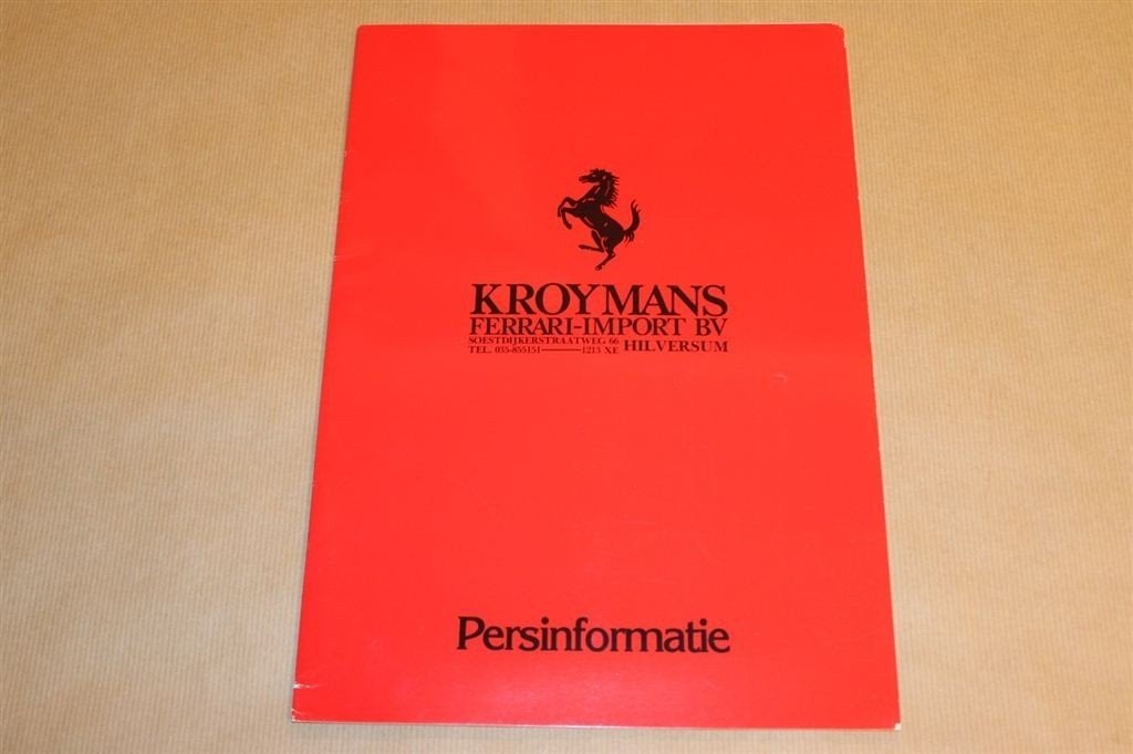 Grote reclamemap - Kroymans Ferrari - Persinformatie 1985, Ophalen of Verzenden, Zo goed als nieuw, Ferrari