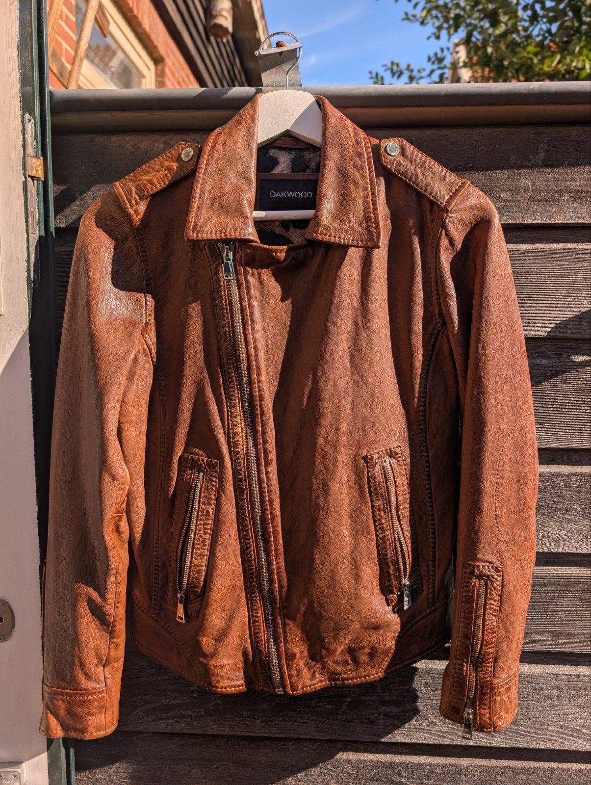 Oakwood Cognac Real Leather Jacket S / leren jas, Bruin, Ophalen of Verzenden, Zo goed als nieuw, Oakwood