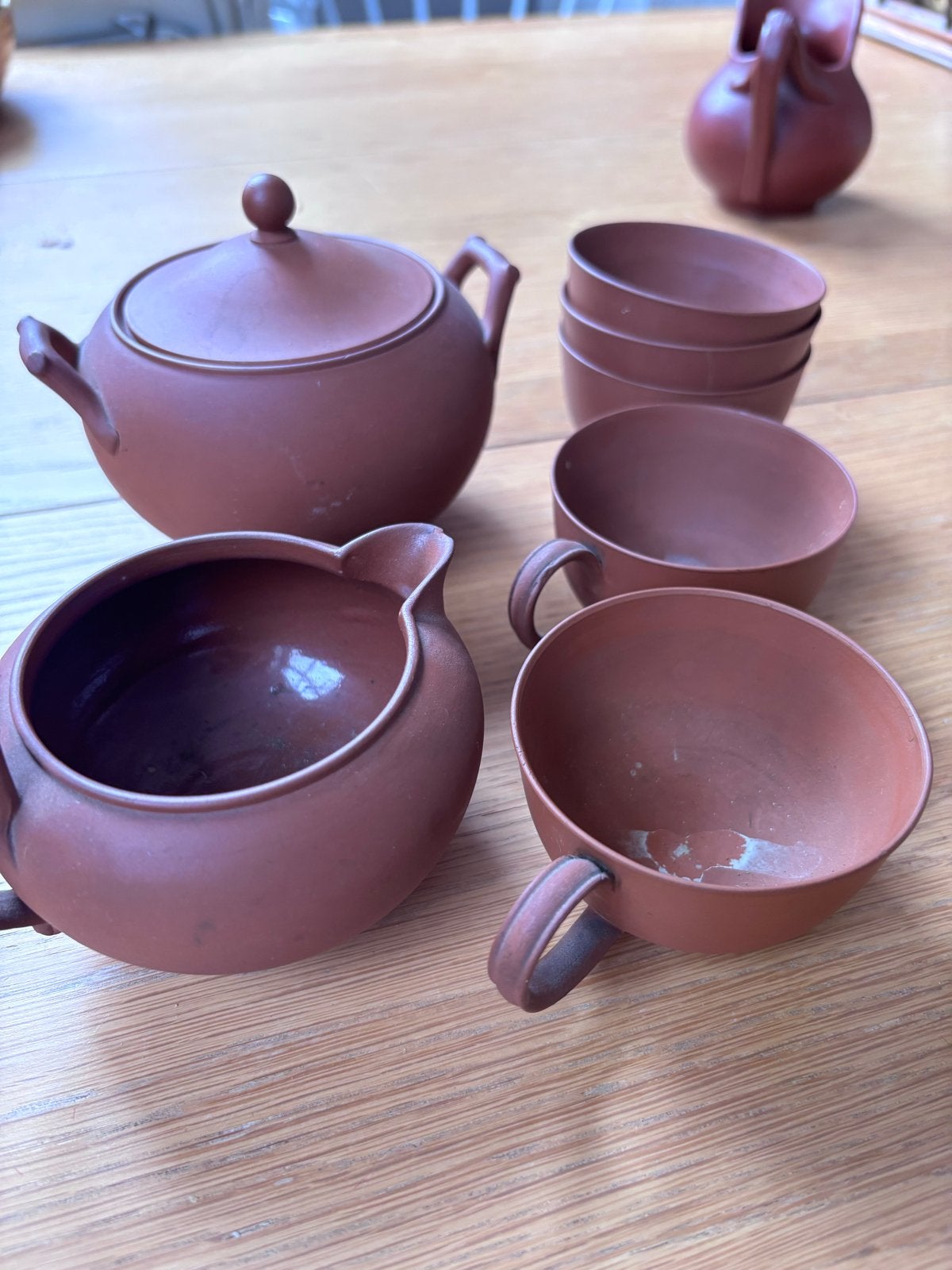 Vintage Yixing Aardewerk Theeservies - 7-delig, Ophalen