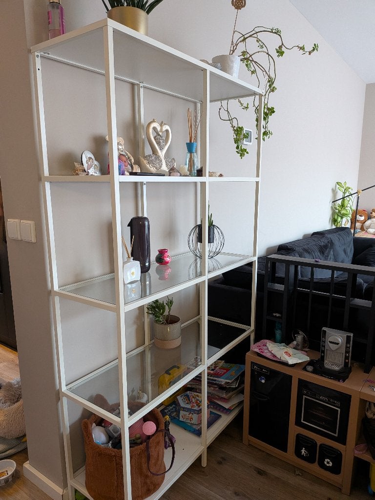 Stellingkast wit met glazen legplanken, Huis en Inrichting, Ophalen, Gebruikt