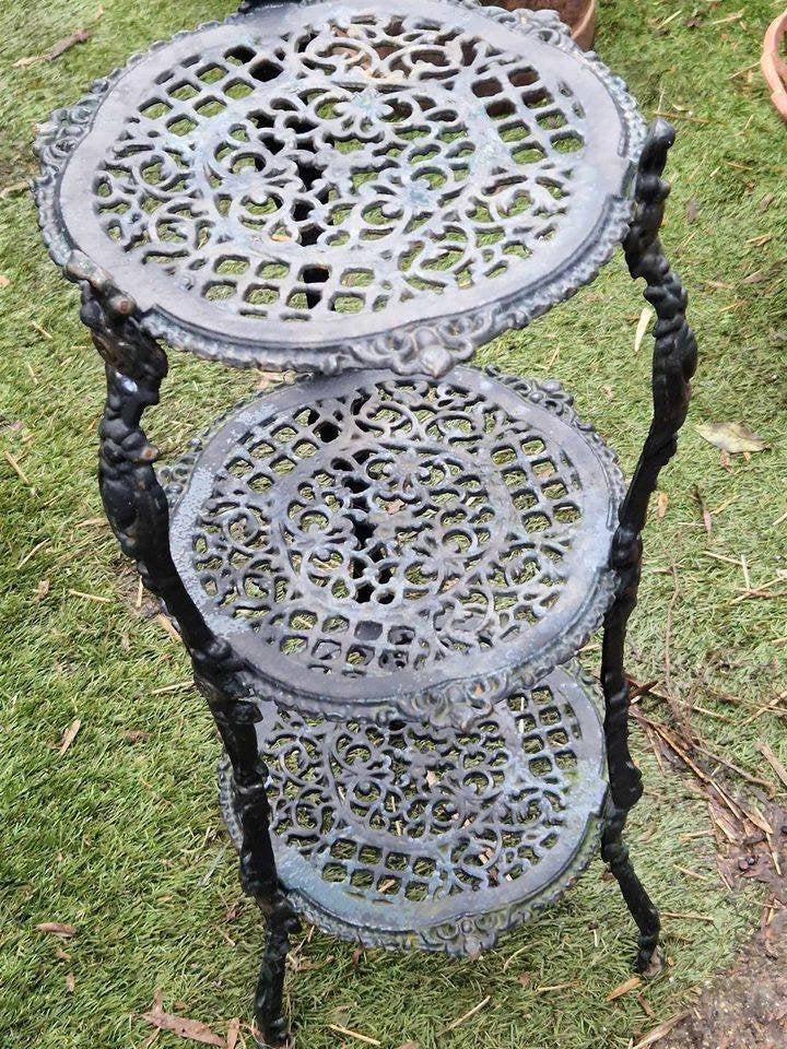 Mooie gietijzeren etagere/plantentafel (brocante), Ophalen, Gebruikt, Etagère, Metaal
