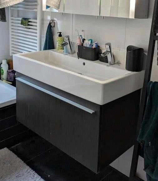 Durafit wasmeubel wasbak en kranen, Huis en Inrichting, Badkamer | Badkamermeubels, Ophalen, Gebruikt, Minder dan 100 cm, Wasbak of Wastafel