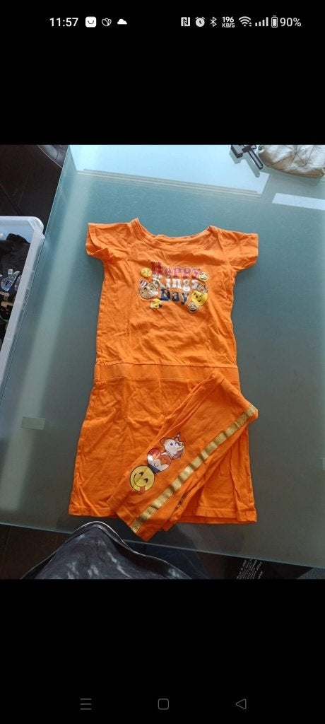Koningsdag outfit 146, Kinderen en Baby's, Kinderkleding | Maat 146, Ophalen of Verzenden, Zo goed als nieuw, Meisje, Setje