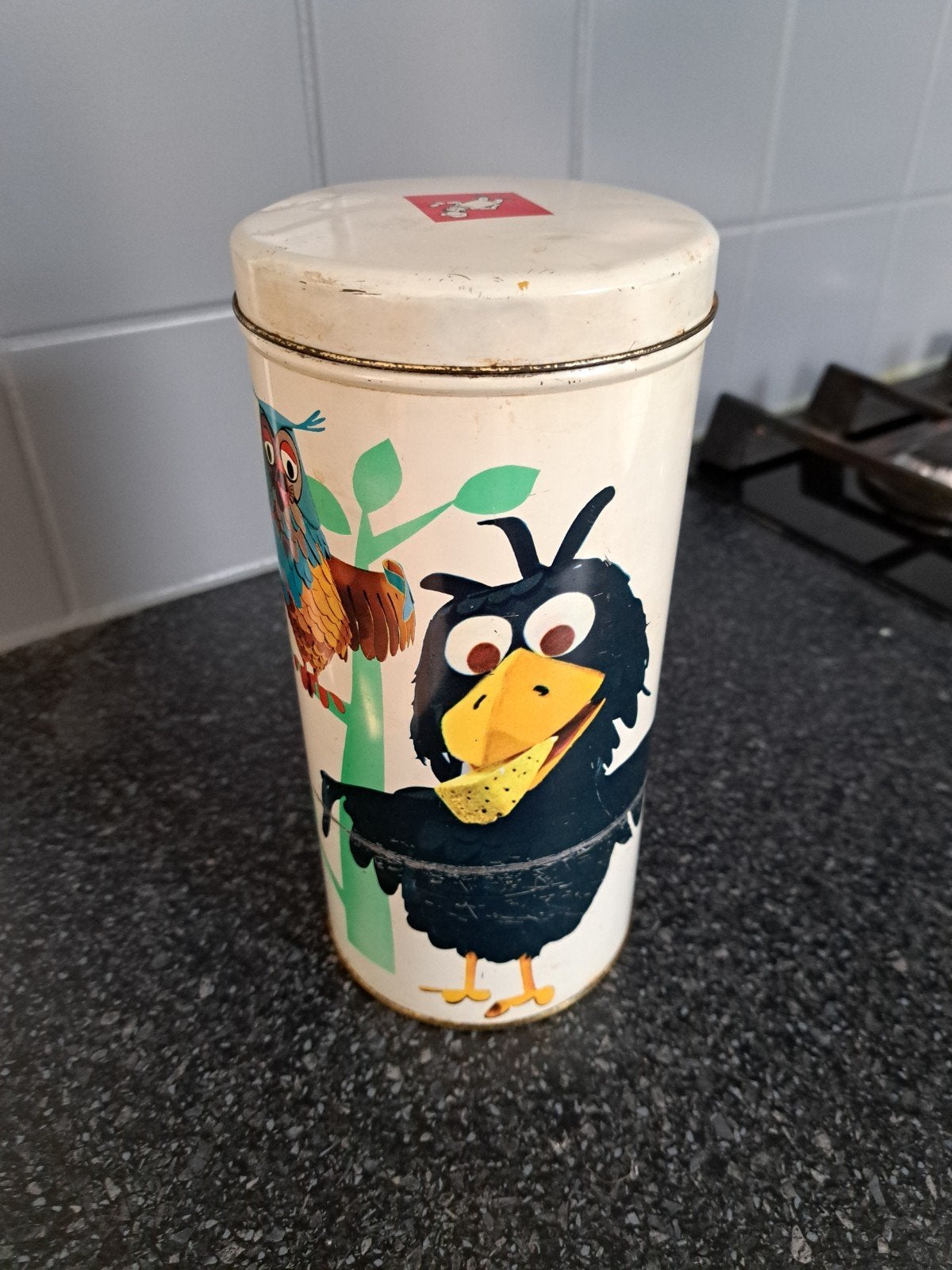 vintage beschuitbus Fabeltjeskrant 1969 Bolletje, Verzamelen, Ophalen of Verzenden, Gebruikt, Beschuit, Bolletje