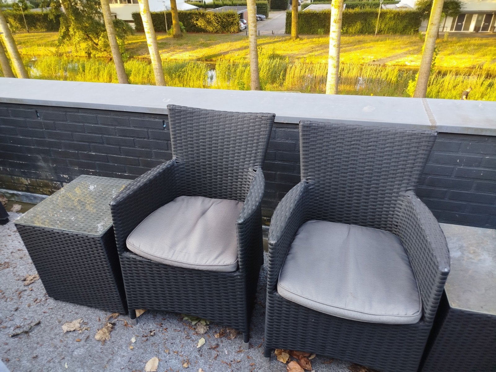 Wicker tuinstoelen met 3 bijzettafels - Pure Collection, Tuin en Terras, Gebruikt, Bijzettafel, Wicker, Tuinset