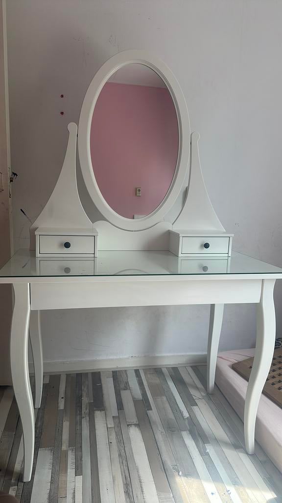 Ikea HEMNES kaptafel, makeuptafel, dressingtable met spiegel, Huis en Inrichting, Tafels | Kaptafels, Zo goed als nieuw, Minder dan 100 cm