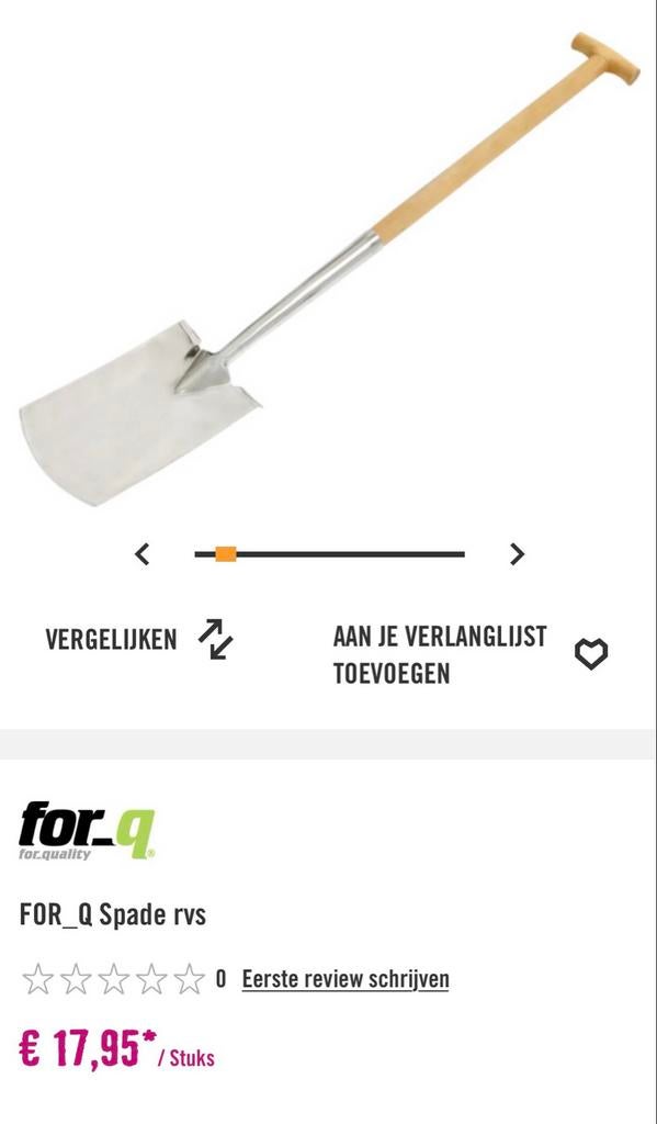 FOR_Q Spade rvs - Roestvrijstalen Spade, Ophalen, Nieuw, Spade