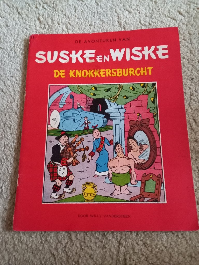 Suske en Wiske RH NL ongekleurd2 - De knokkersburcht 4e druk, Gelezen, Willy van der Steen., Eén stripboek, Ophalen of Verzenden