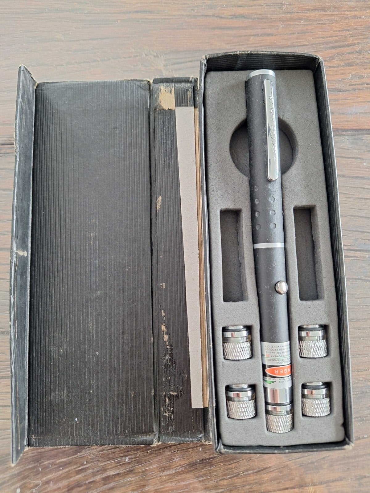 Laserpen groen met diverse opzetstukken, Ophalen of Verzenden, Gebruikt, Licht