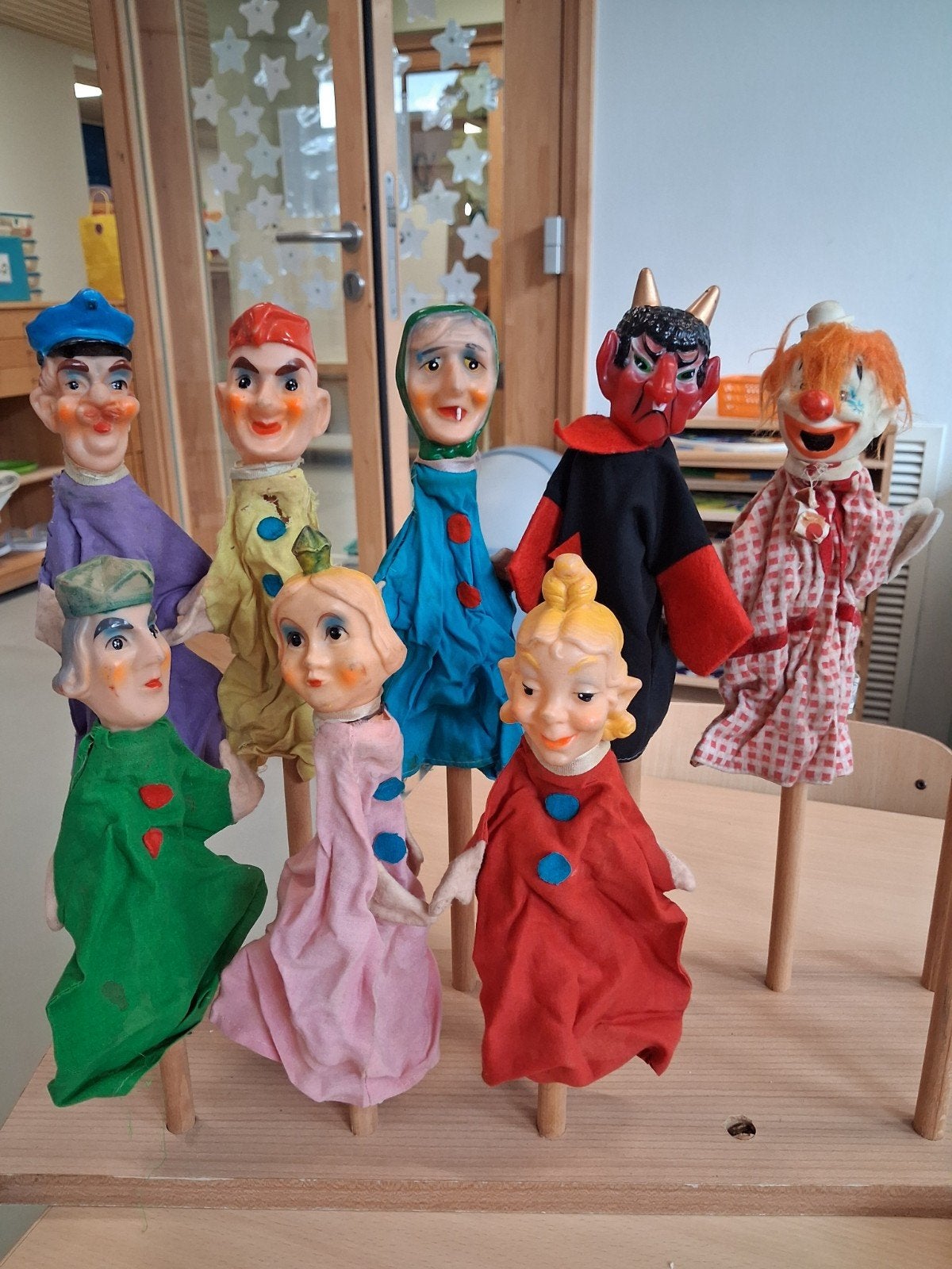 Set van 7 vintage handpoppen - Goed gebruikt, Ophalen of Verzenden