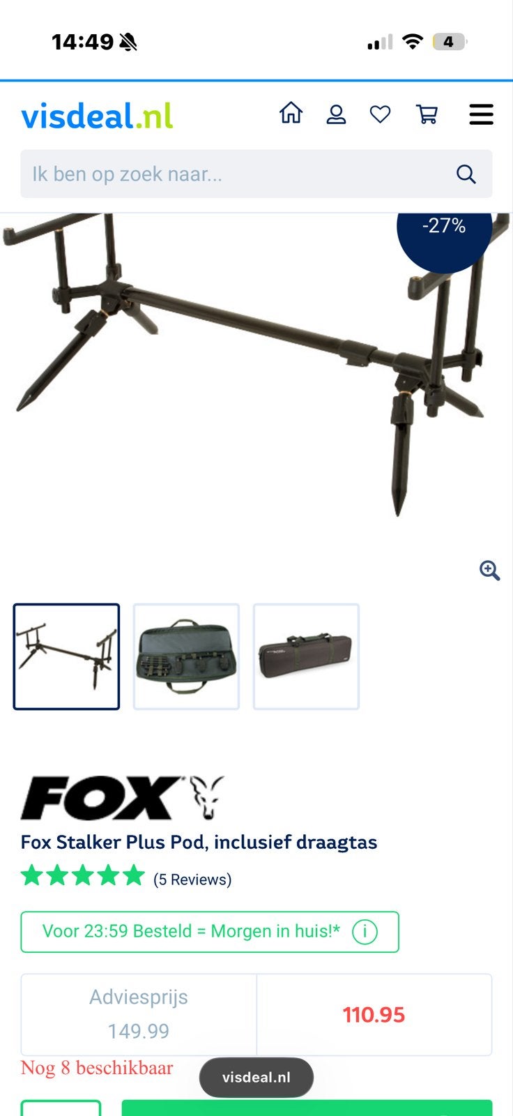 Fox Stalker Plus Pod, inclusief draagtas in nieuwstaat, Ophalen of Verzenden, Nieuw, Overige typen