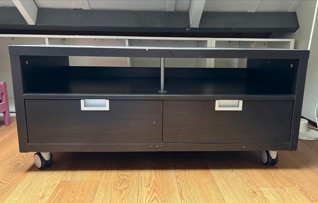 Zwart TV meubel op wieltjes - 120x60x54cm, Ophalen, 100 tot 150 cm, Zo goed als nieuw, Minder dan 100 cm