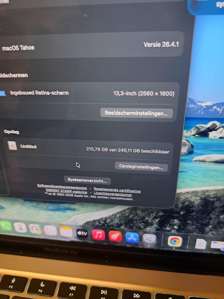 Macbook Air 2020 m1, 8GB RAM, 250GB SSD, Ophalen, 256 GB, Qwerty, 8 GB