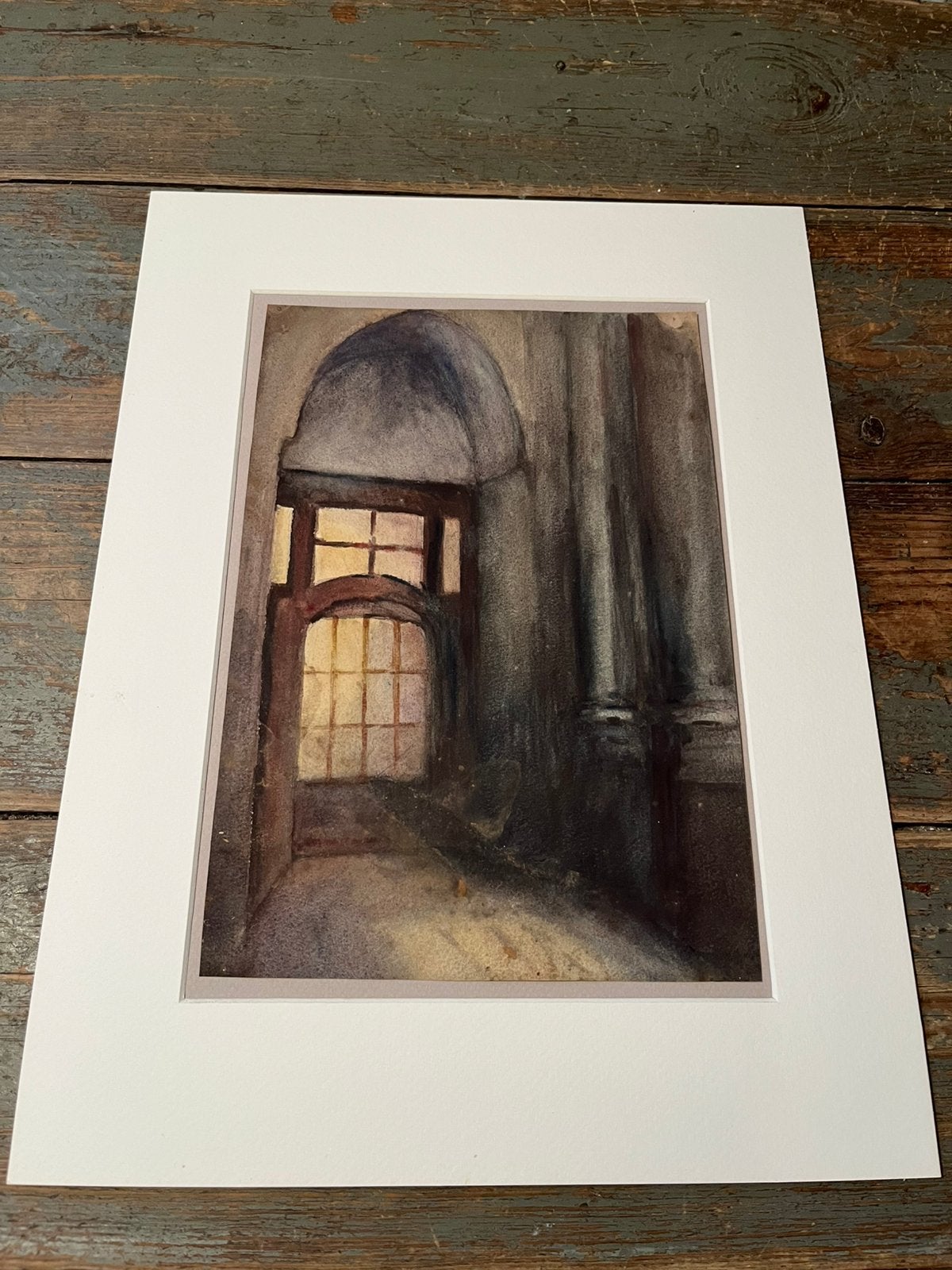 KUNST SCHILDERIJ AQUAREL MET PASSEPARTOUT, Ophalen of Verzenden, Schilderij