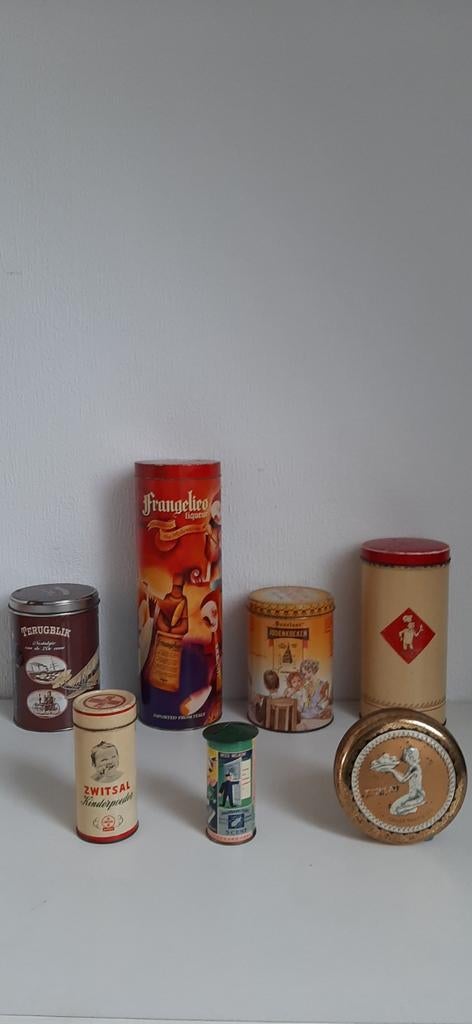7 Vintage blikken, Verzamelen, Blikken, Ophalen of Verzenden, Gebruikt, Overige
