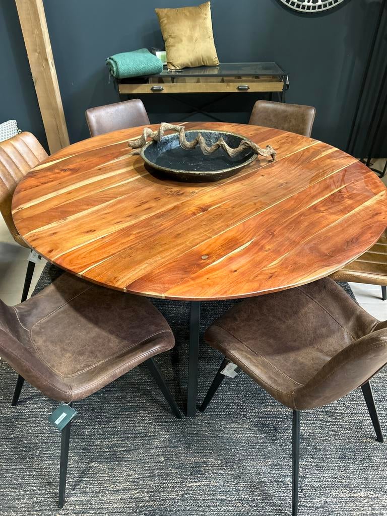 Eettafel met 6 stoelen, Huis en Inrichting, Tafels | Eettafels, Ophalen, Nieuw, Rond, 100 tot 150 cm