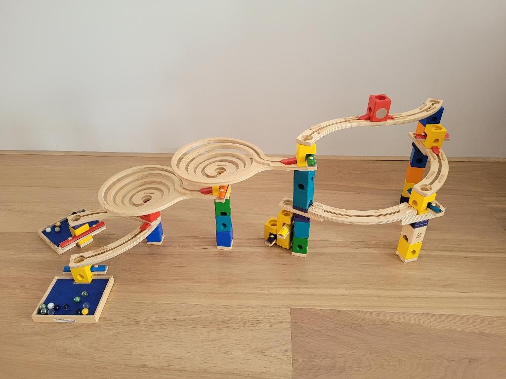 Hape Quadrilla houten knikkerbaan met muziek element, Ophalen of Verzenden, Zo goed als nieuw, Overige merken
