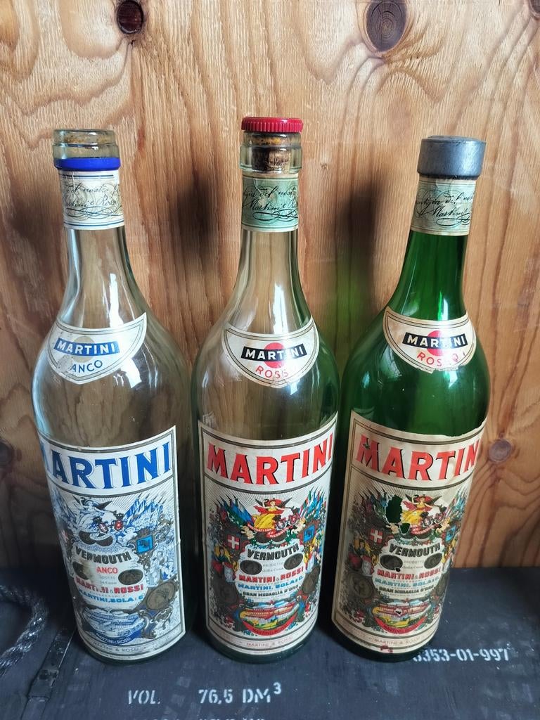 Oude Martini Flessen - Mancave Decoratie, Ophalen
