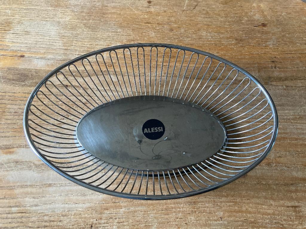 Alessi 829 ovale draadmand - roestvrij stalen fruitmand, Huis en Inrichting, Overige materialen, Gebruikt, Mand, Ophalen of Verzenden
