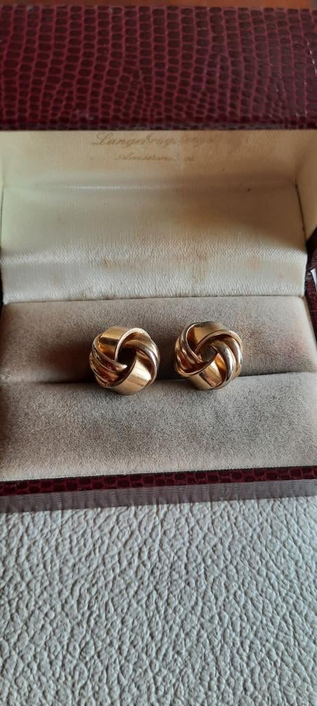Vintage goldtone  knoop oorbellen., Sieraden, Tassen en Uiterlijk, Antieke sieraden, Ophalen of Verzenden, Overige materialen