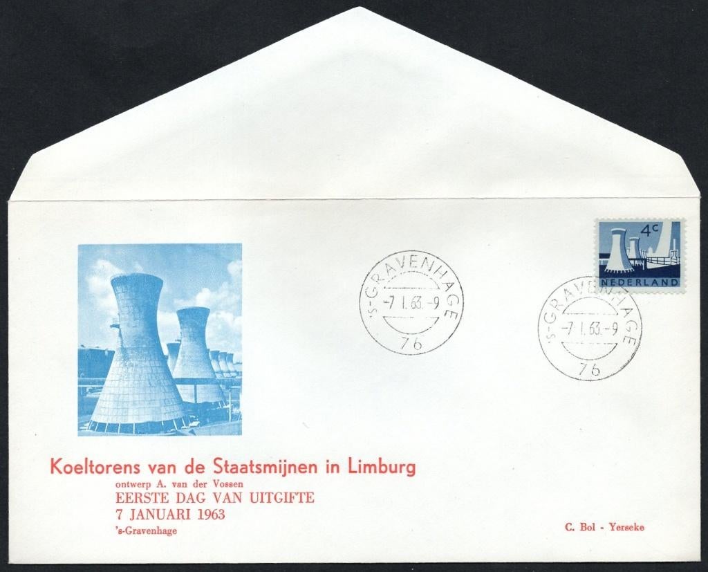 Koeltorens van de Staatsmijnen in Limburg 1963, Postzegels en Munten, Verzenden, Envelop