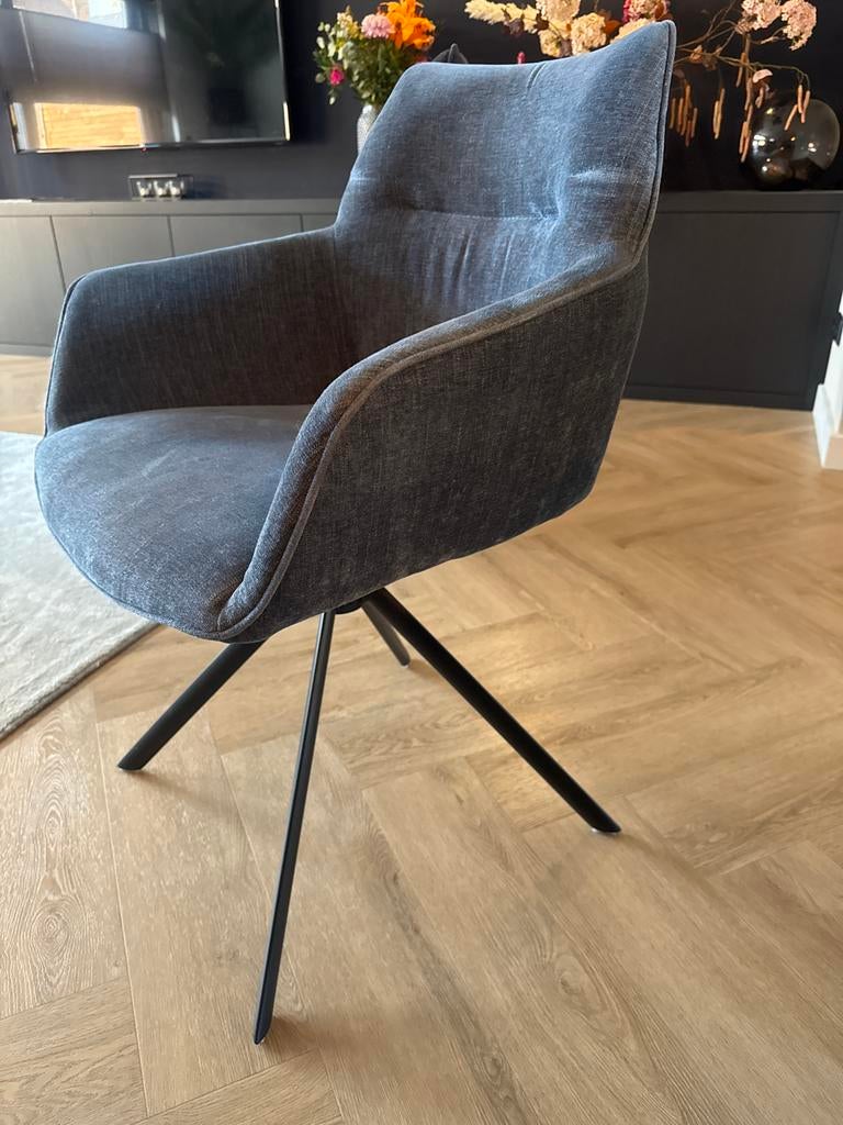 6 Lifestyle eetkamerstoelen Johnson draaipoot, Huis en Inrichting, Stoelen, Ophalen, Gebruikt, Blauw, Vijf, Zes of meer stoelen