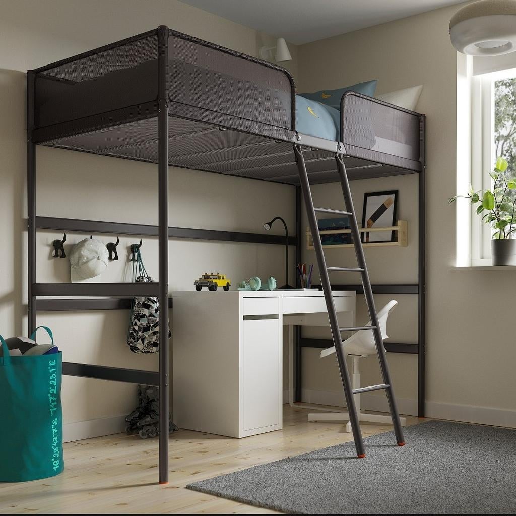 TUFFING Hoogslaper - Donkergrijs - 90x200 cm, Huis en Inrichting, Slaapkamer | Stapelbedden en Hoogslapers, Gebruikt, Hoogslaper