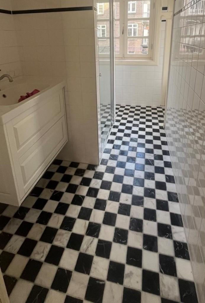 Wit en torros zwart marmer anticato dambord 10x10 vloertegel, Nieuw, Minder dan 20 cm, 10 m² of meer, Vloertegels