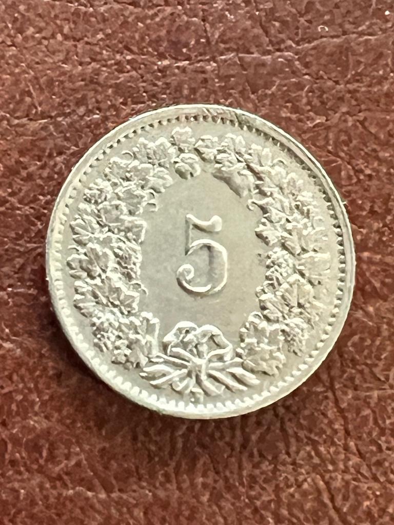 munt 5 Rappen Helvetica 1955B, Postzegels en Munten, Munten | Europa | Niet-Euromunten, Losse munt, Overige landen, Ophalen of Verzenden