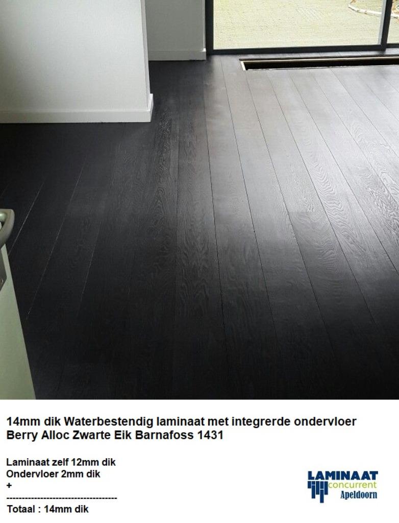 Laminaat Zwart Eik 12mm dik met integreerde ondervloer, 75 m² of meer, Zwart, Nieuw, Ophalen of Verzenden