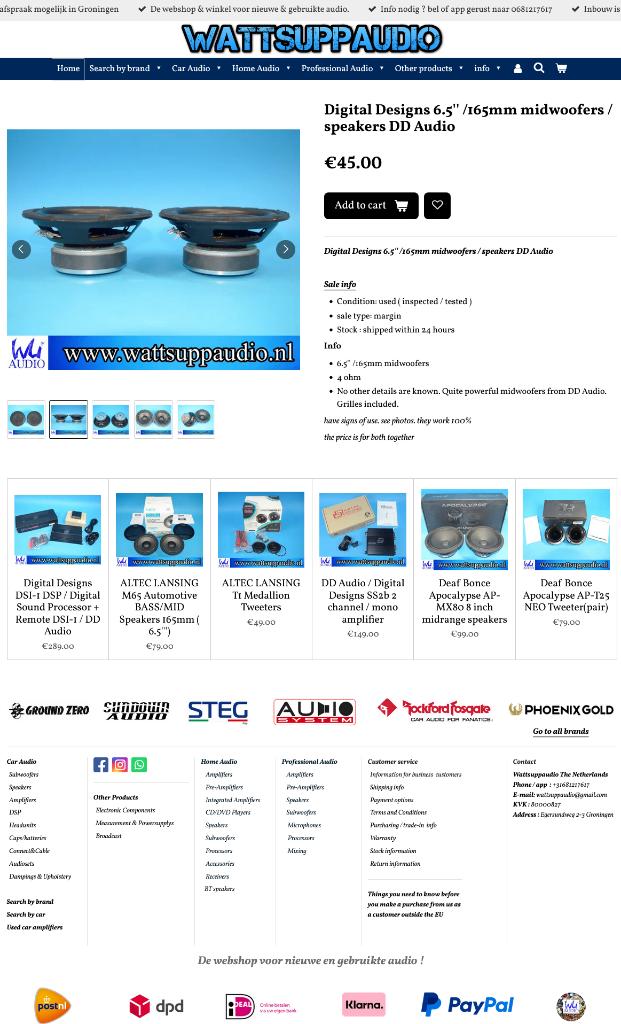 Digital Designs 6.5'' /165mm midwoofers / speakers DD Audio, Gebruikt, ., Ophalen of Verzenden, .
