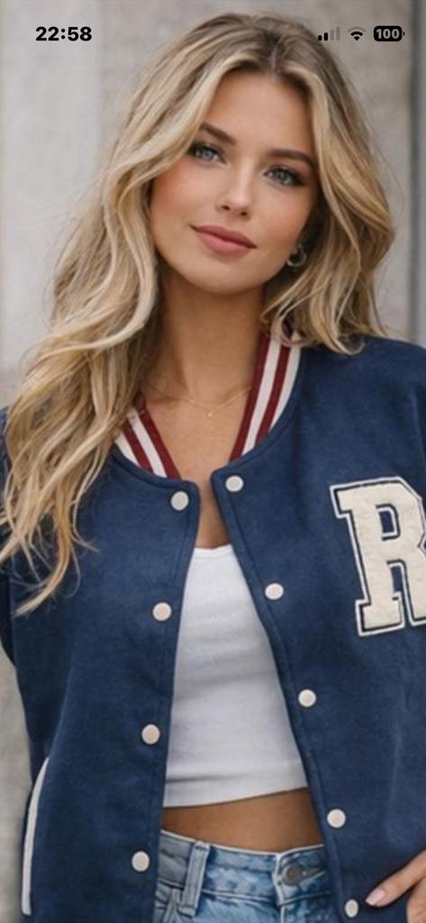 Oversized varsity jacket – 5XL – super trendy, Verzenden, Zo goed als nieuw, Blauw