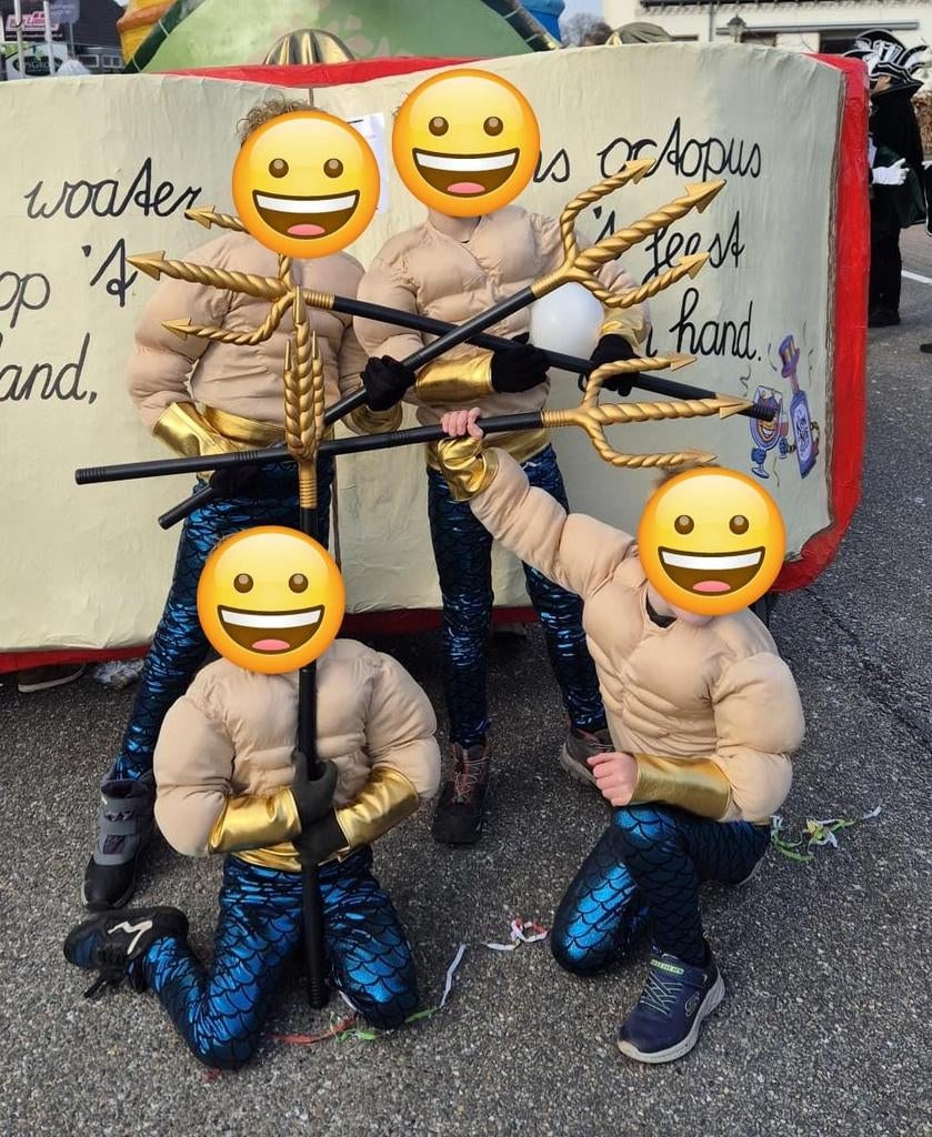 Carnaval loopgroep: onderwaterwereld, poseidon-10 volw, 11ki, Ophalen of Verzenden, Gedragen, Carnaval, Kleding