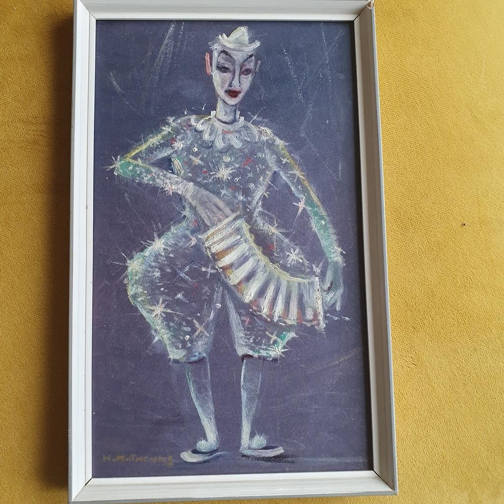 H. (Harry) Antheunis. Midcentury schilderij van een clown., Ophalen of Verzenden