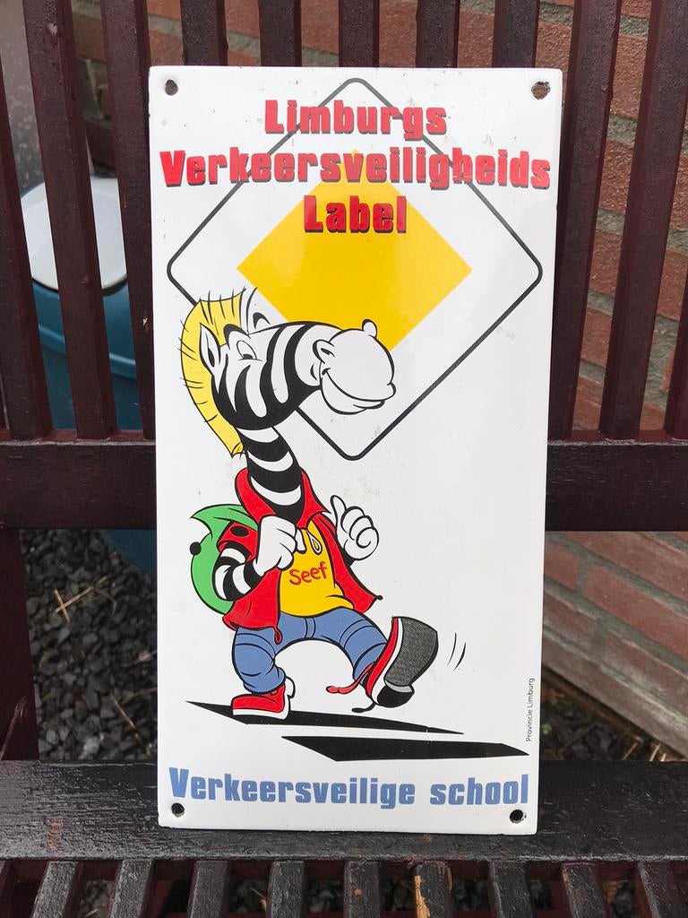 Seef verkeers school emaille bordje, Ophalen of Verzenden, Gebruikt, Reclamebord