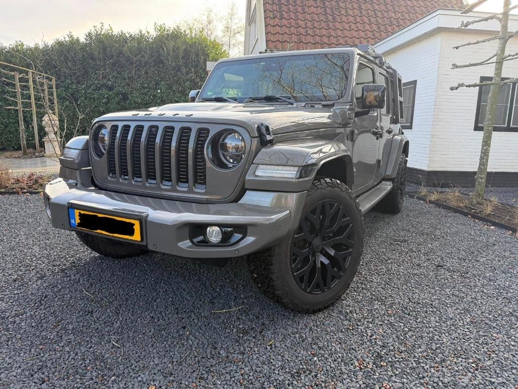 Tot 22/5 beschikb! Jeep Wrangler BRUTE Unlim. 4Xe RichmHybri, Auto's, Jeep, 1995 cc, Euro 6, Leder, Bruin