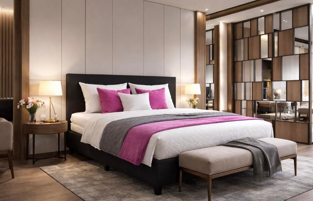 M-Ray Boxspring Barcelona compleet €745,-, Ophalen, Zwart, 140 cm, 200 cm