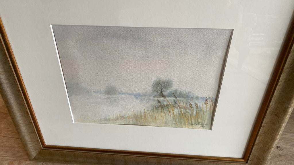 Aquarel Blijdenstein - Abcoudermeer, Ophalen of Verzenden