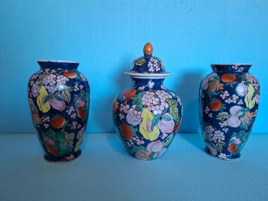 Set Japanse vazen met gemberpot HK 5 Dynastie, Ophalen of Verzenden